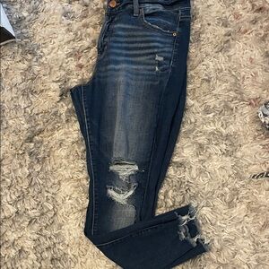 BKE Dark Blue Distressed Skinny Jeans